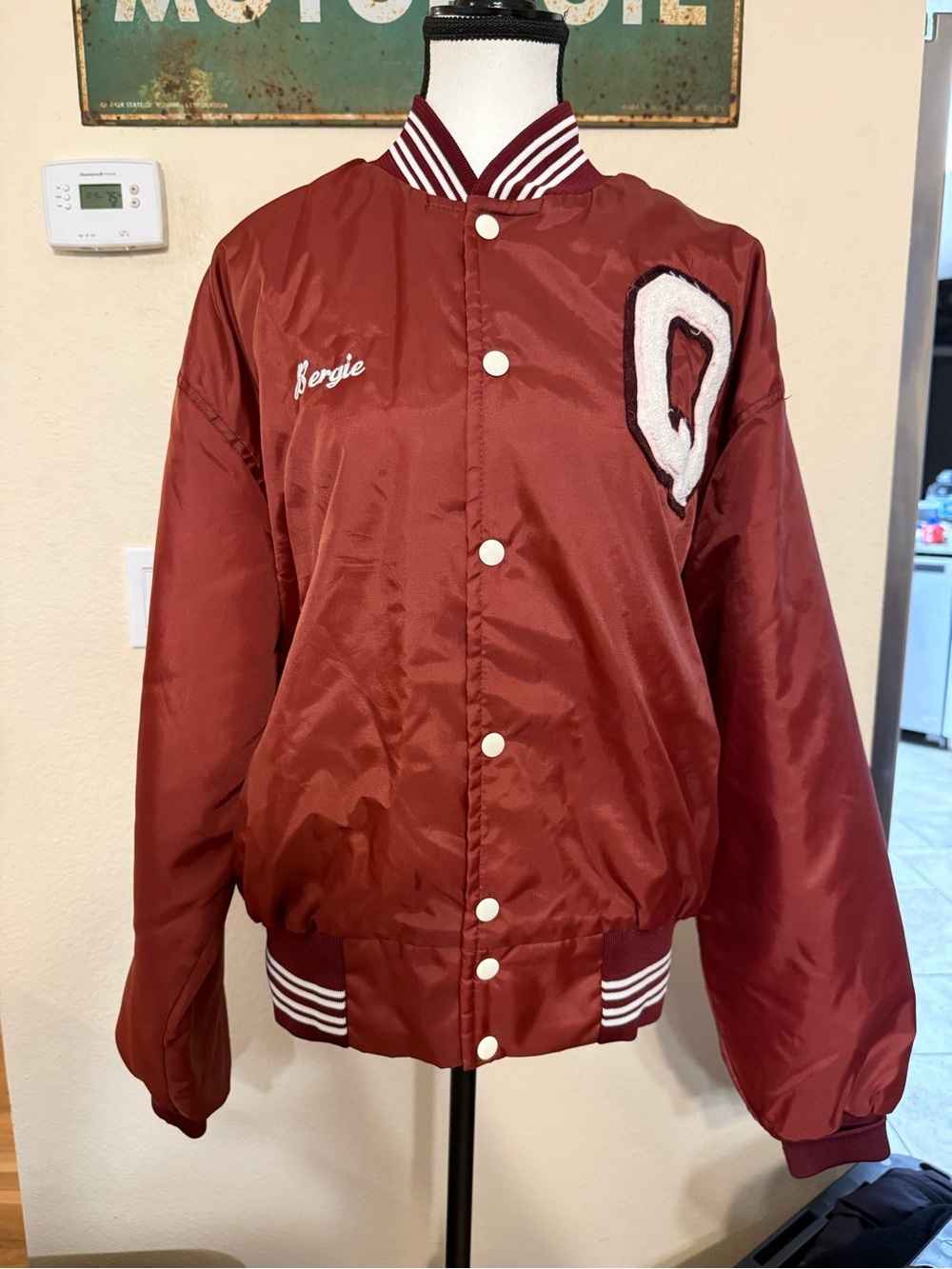 Vintage WEST WIND MENS MAROON/ WHITE SNAP BUTTON JACKET BUCCANEER Quaboag XL USA